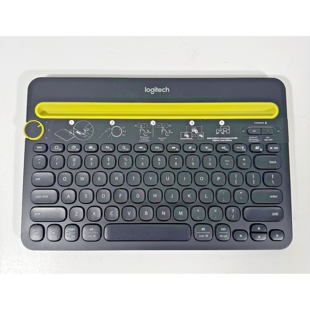 Logitech K480 Bluetooth Multi-Device Keyboard Black Yellow Wireless Universal